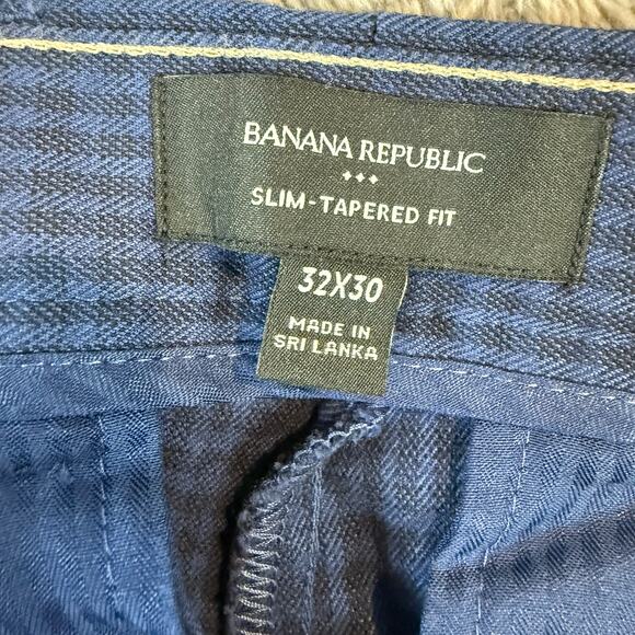 Banana Republic Slim-Tapered Fit 32 x 30 Blue Pants Men's Gingham Check Plaid - Picture 8 of 12